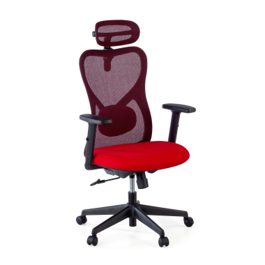cadeira de escritorio vermelho estrutura negra malha mesh bracos regulaveis 1d apoio lombar apoio de cabeca 1
