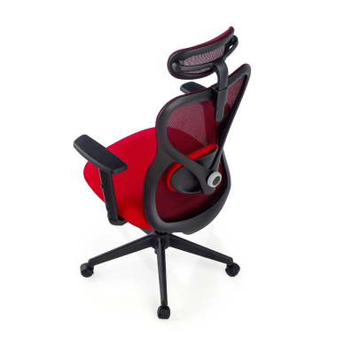 cadeira de escritorio vermelho estrutura negra malha mesh bracos regulaveis 1d apoio lombar apoio de cabeca 8