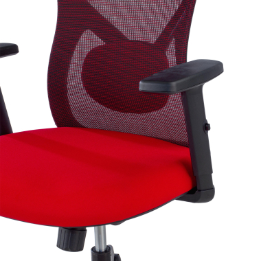 cadeira de escritorio vermelho estrutura negra malha mesh bracos regulaveis 1d apoio lombar apoio de cabeca 6