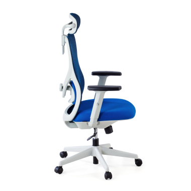 cadeira de escritorio branco azul estrutura branca malha mesh bracos regulaveis 1d apoio lombar apoio de cabeca 7