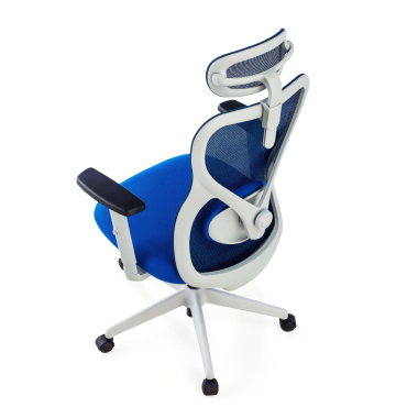 cadeira de escritorio branco azul estrutura branca malha mesh bracos regulaveis 1d apoio lombar apoio de cabeca 9