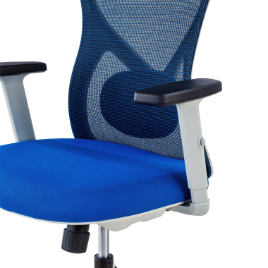 cadeira de escritorio branco azul estrutura branca malha mesh bracos regulaveis 1d apoio lombar apoio de cabeca 6