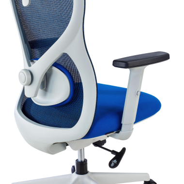 cadeira de escritorio branco azul estrutura branca malha mesh bracos regulaveis 1d apoio lombar apoio de cabeca 5