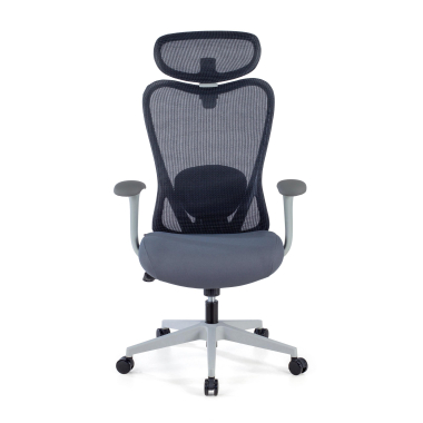 cadeira de escritorio branco cinzento vital malha mesh bracos fixos apoio lombar apoio de cabeca 3