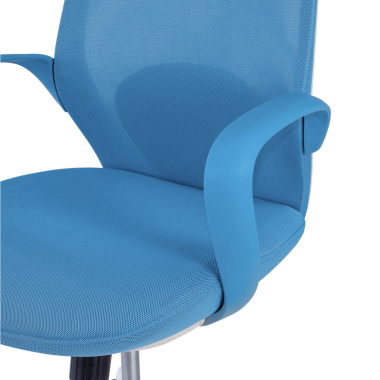 cadeira giratoria azul whisper malha mesh bracos fixos 4