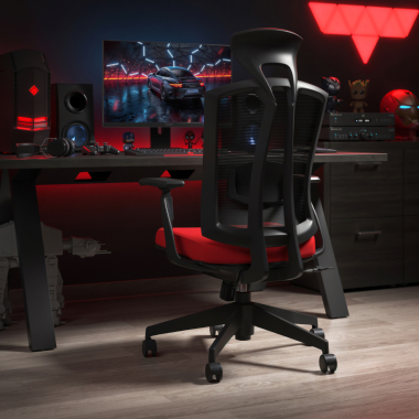 cadeira ergonomica vermelho ridley malha mesh bracos regulaveis 3d apoio lombar apoio de cabeca 2