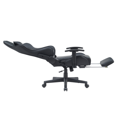 cadeira gaming preto epic pele sintetica bracos moveis almofada lombar e cervical apoio de cabeca apoio de pes extensivel 4