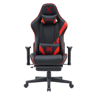 cadeira gaming vermelho epic pele sintetica bracos moveis almofada lombar e cervical apoio de cabeca apoio de pes extensivel 3