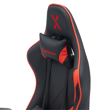 cadeira gaming vermelho epic pele sintetica bracos moveis almofada lombar e cervical apoio de cabeca apoio de pes extensivel 5