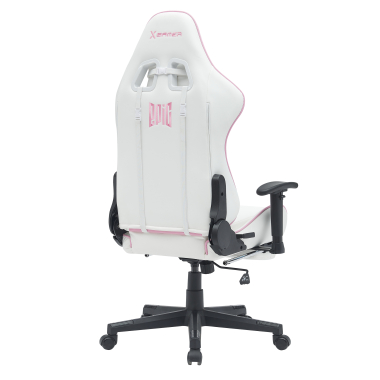 cadeira gaming branco rosa epic pele sintetica bracos moveis almofada lombar e cervical apoio de cabeca apoio de pes extensivel 8