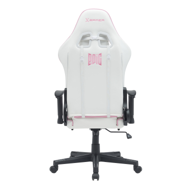 cadeira gaming branco rosa epic pele sintetica bracos moveis almofada lombar e cervical apoio de cabeca apoio de pes extensivel 5