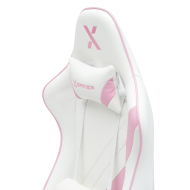 cadeira gaming branco rosa epic pele sintetica bracos moveis almofada lombar e cervical apoio de cabeca apoio de pes extensivel 6