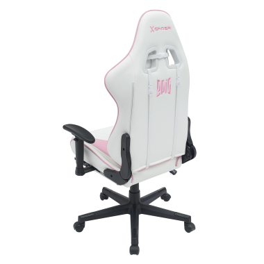 cadeira gaming branco rosa epic pele sintetica bracos moveis almofada lombar e cervical apoio de cabeca apoio de pes extensivel 9