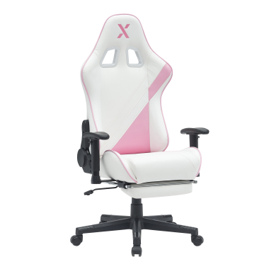 cadeira gaming branco rosa epic pele sintetica bracos moveis almofada lombar e cervical apoio de cabeca apoio de pes extensivel 11