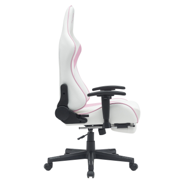 cadeira gaming branco rosa epic pele sintetica bracos moveis almofada lombar e cervical apoio de cabeca apoio de pes extensivel 12