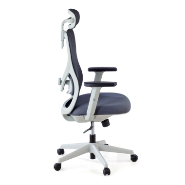 cadeira de escritorio branco cinzento estrutura branca malha mesh bracos regulaveis 1d apoio lombar apoio de cabeca 5
