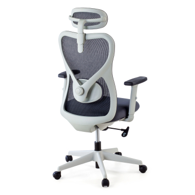 cadeira de escritorio branco cinzento estrutura branca malha mesh bracos regulaveis 1d apoio lombar apoio de cabeca 7