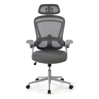 cadeira ergonomica branco cinzento optima malha mesh bracos rebativeis apoio lombar duplo apoio de cabeca 3