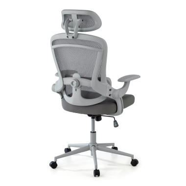 cadeira ergonomica branco cinzento optima malha mesh bracos rebativeis apoio lombar duplo apoio de cabeca 7