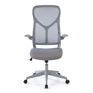 cadeira de escritorio cinza raptor malha mesh bracos rebativeis 3