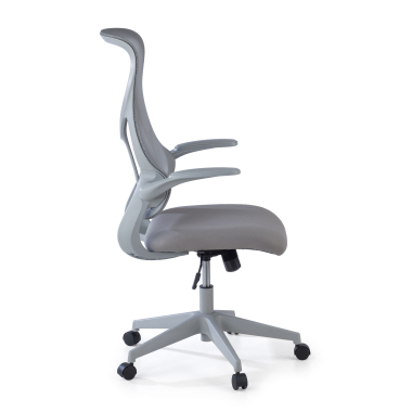 cadeira de escritorio cinza raptor malha mesh bracos rebativeis 4