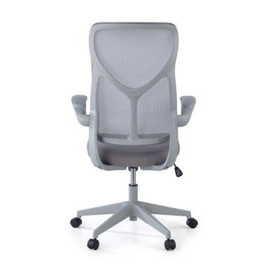 cadeira de escritorio cinza raptor malha mesh bracos rebativeis 6