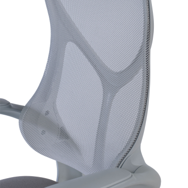 cadeira de escritorio cinza raptor malha mesh bracos rebativeis 7