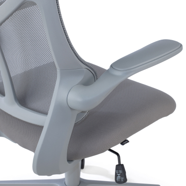 cadeira de escritorio cinza raptor malha mesh bracos rebativeis 5