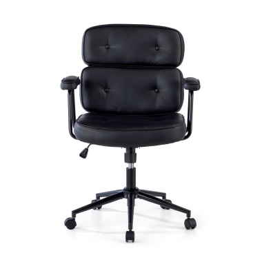 cadeira de escritorio preto royale pele sintetica bracos fixos 3