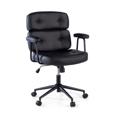 cadeira de escritorio preto royale pele sintetica bracos fixos 1