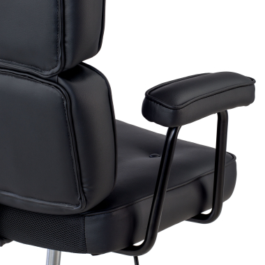 cadeira de escritorio preto royale pele sintetica bracos fixos 5