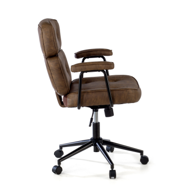 cadeira de escritorio marrom royale pele sintetica bracos fixos 4