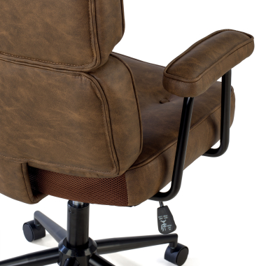 cadeira de escritorio marrom royale pele sintetica bracos fixos 6