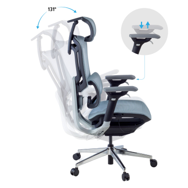 cadeira ergonomica azul valkyr malha mesh bracos regulaveis 4d apoio lombar duplo apoio de cabeca 4