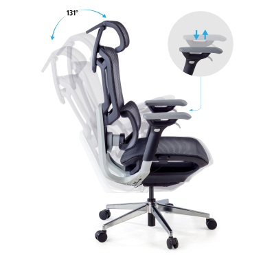 cadeira ergonomica preto valkyr malha mesh bracos regulaveis 4d apoio lombar duplo apoio de cabeca 4