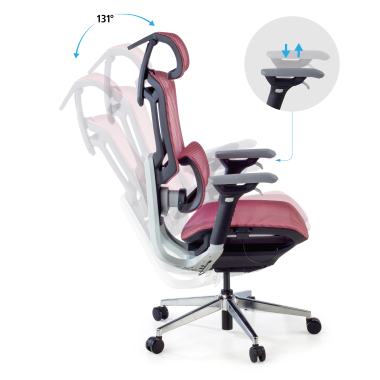 cadeira ergonomica vermelho valkyr malha mesh bracos regulaveis 4d apoio lombar duplo apoio de cabeca 4