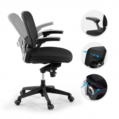 outlet cadeira de escritorio preto amira malha mesh bracos moveis 3