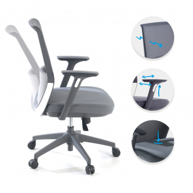 outlet cadeira de escritorio cinza five malha mesh bracos moveis 3